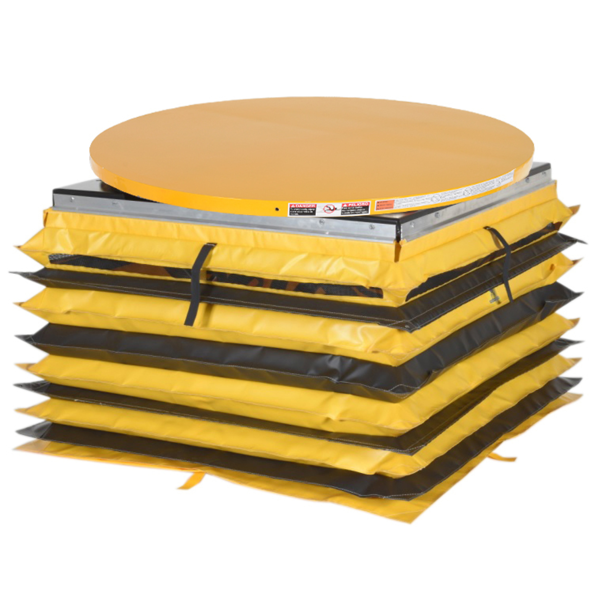 Vestil Steel Manual Spring Scissor Table with Carousel Top — 4500-Lb. Capacity, Vinyl Accordion Skirt, Yellow, Model# SST-45-ST-ACC-4-CI